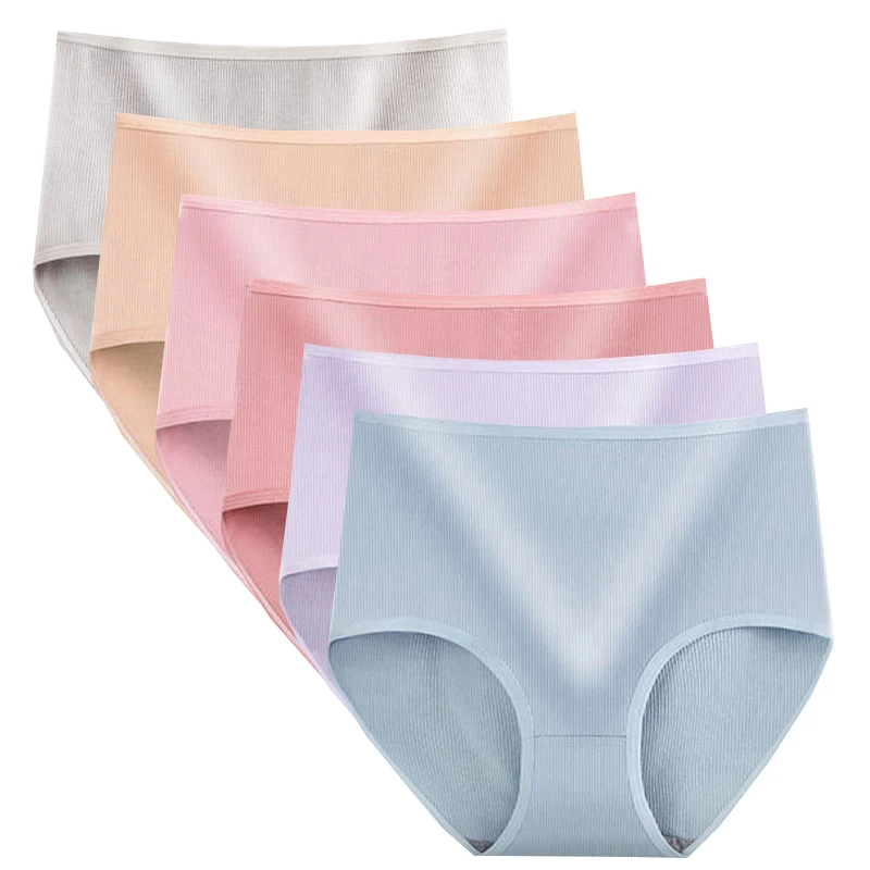 6pcs Women Hip Lift Panties Lady Large Size High Waist Underwear Fashion Girls Briefs Breathable Panty Plus Size Female Lingerie