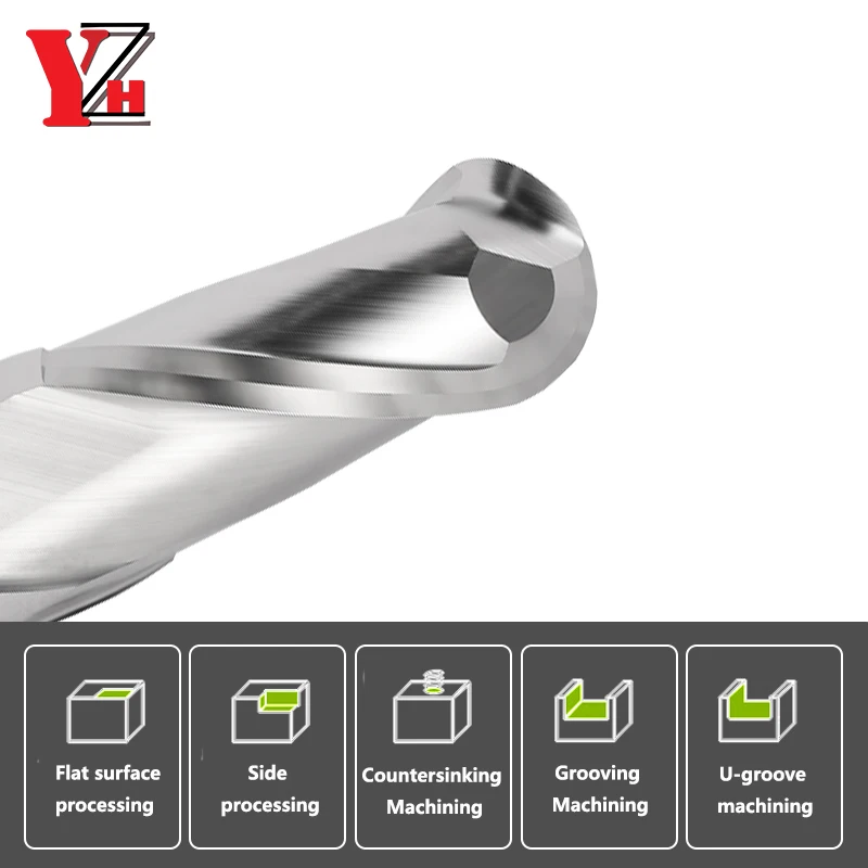 HRC45/55 Aluminum Ball-Nose End Mill 2 Flute Tungsten Steel Tool CNC R0.5 R0.75 R1 R1.25 R1.5 R1.75 R2 R3 R4 R5 R6 R7 R8 R9 R10