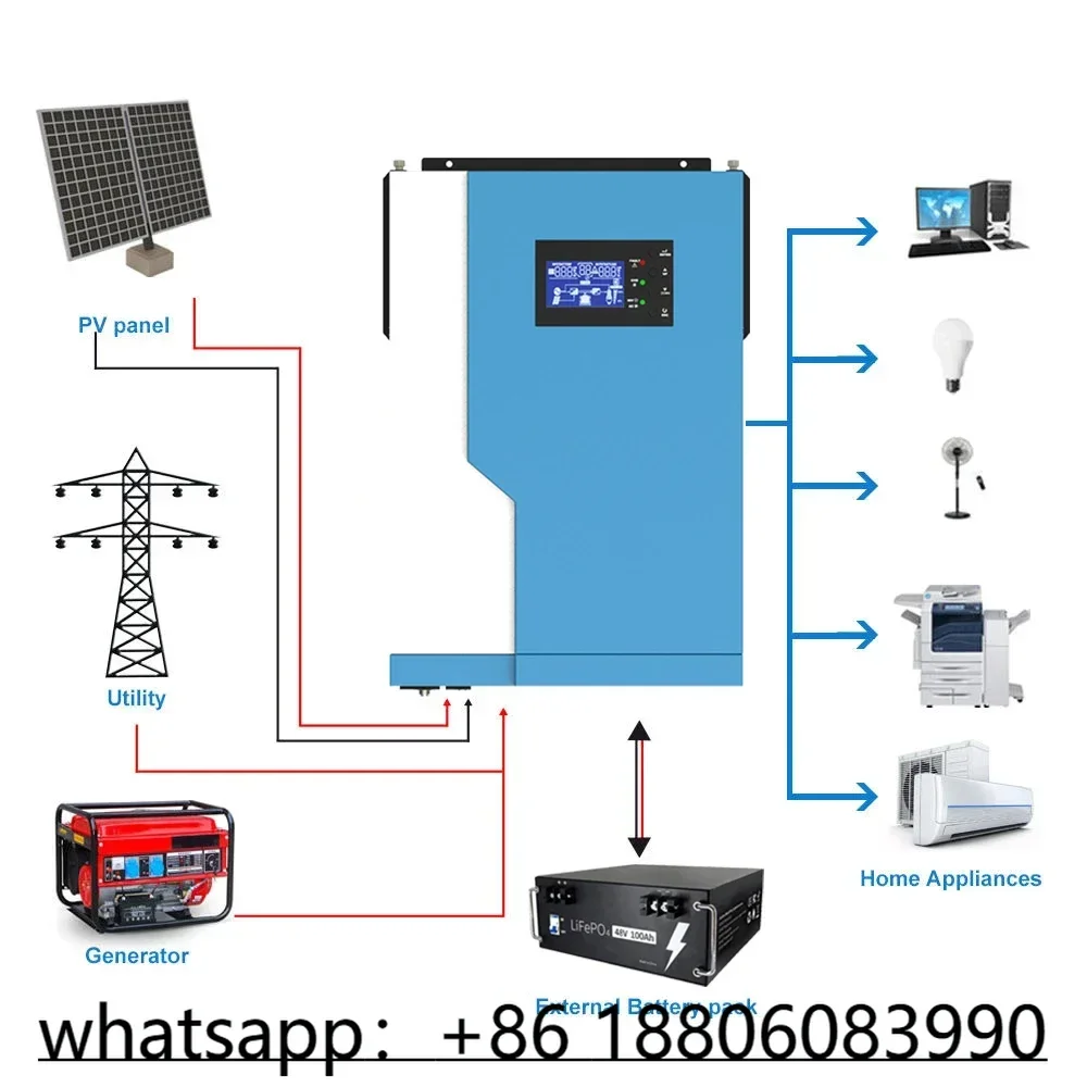 3Kw 5Kw 8Kw 10Kw Off On Grid Invertor 24V 48V Hybrid Solar Inverter Pure Sine Wave Solar Inverters With MPPT