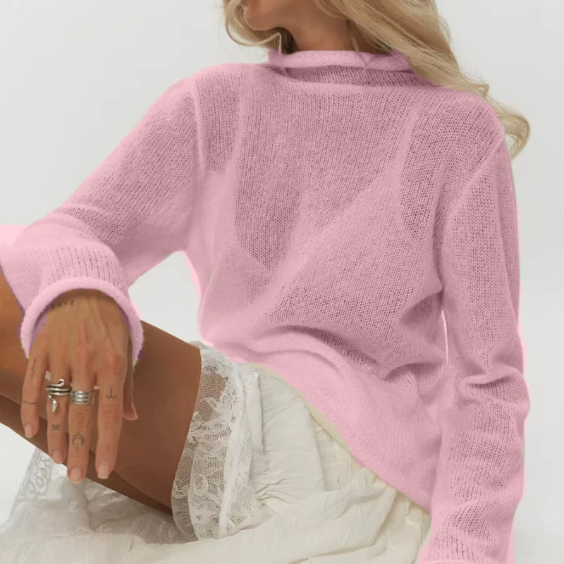 2025 Autumn New Women's Hollow-out Sweater Ins Style Soft and Loose Knitted Long-sleeve Overgarment - Image 4