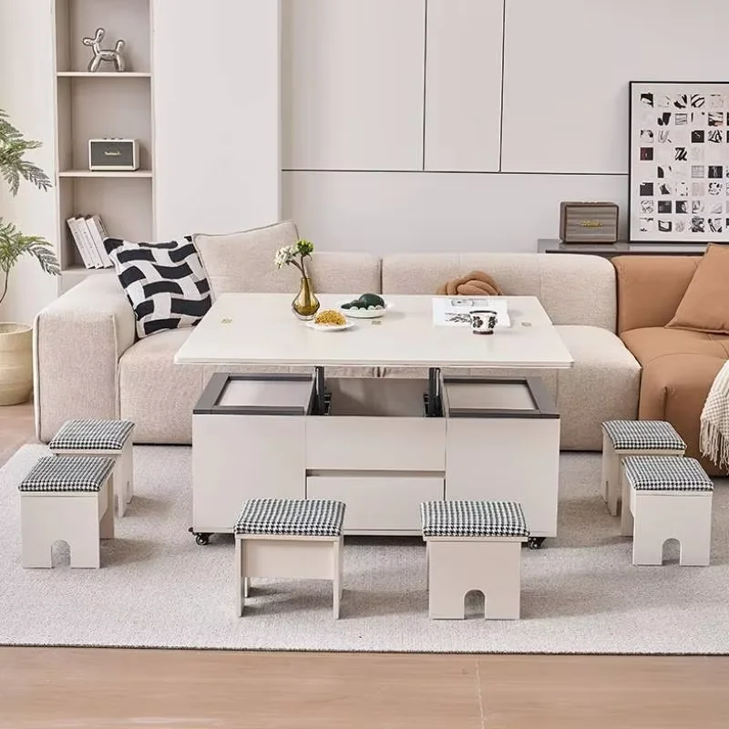 Beige European Coffee Table Rustic Unique White Nordic Folding Coffee Table Storage Minimalist Cauchtisch Living Room Furniture