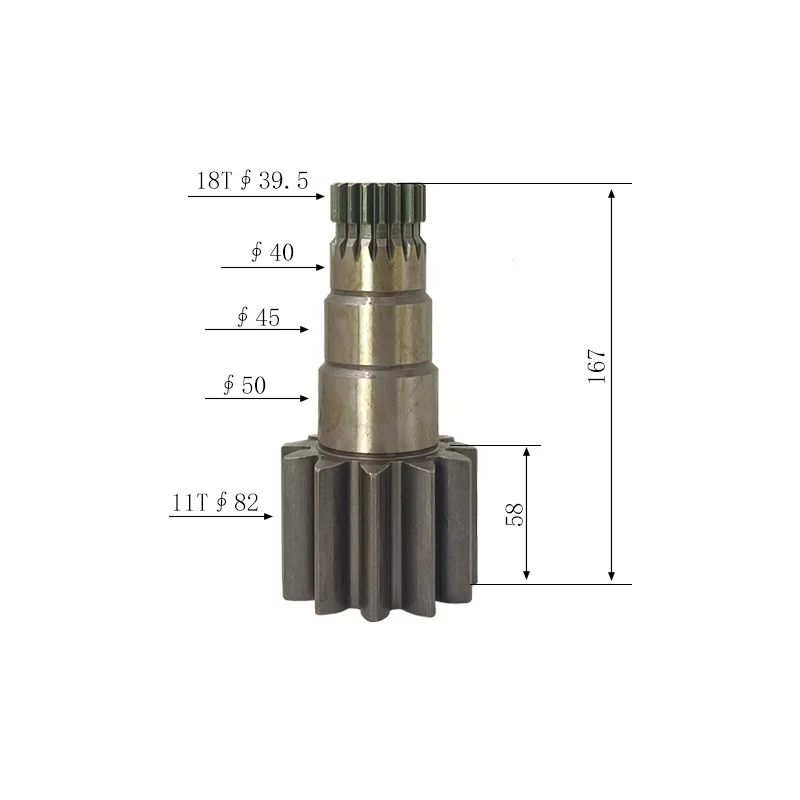 LiuGong 904C Mini Excavator Rotary Motor Vertical Shaft Gear 11/18 Teeth Construction Equipment Part