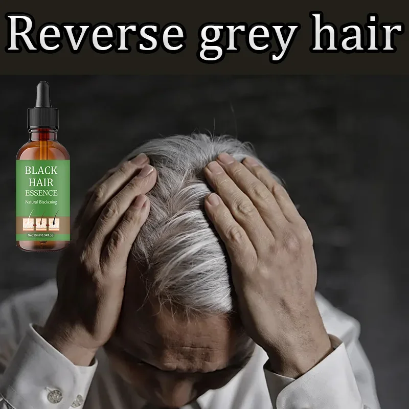 Suero de esencia antigris para el cabello, tratamiento para restaurar rápidamente el cabello blanco y negro, convierte el cabello blanco en negro, color natural