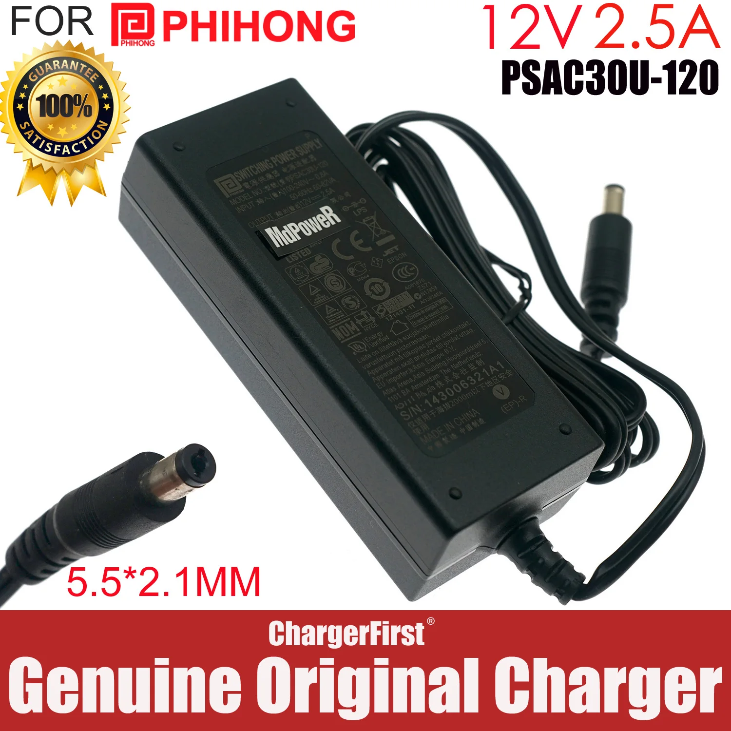 Genuine Phihong PSAC30U-120 12V 2.5A Switching Power Supply for EPSON ELPCB02 PowerLite Pilot 2 Control Box PSAC30U-120L6