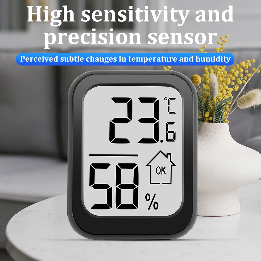 Household Classic Black Thermometer Hygrometer With Button Battery -20~60℃ 10~99%rh High Sensitivity High Sensitivity
