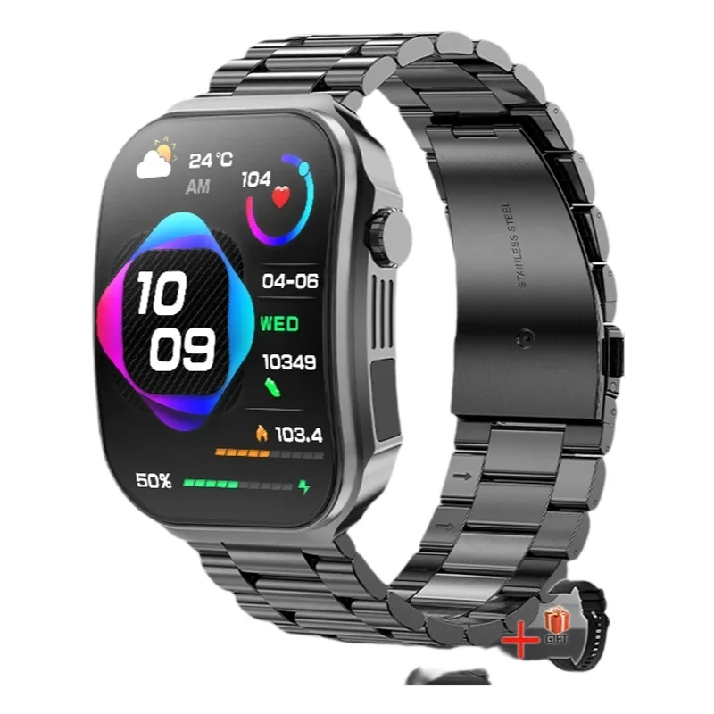 Men Smart Watch 3D Curved Screen 2.2" Large HD Display Flashlight Outdoor Sport Bluetooth Call Waterproof Smartwatch 2026 New