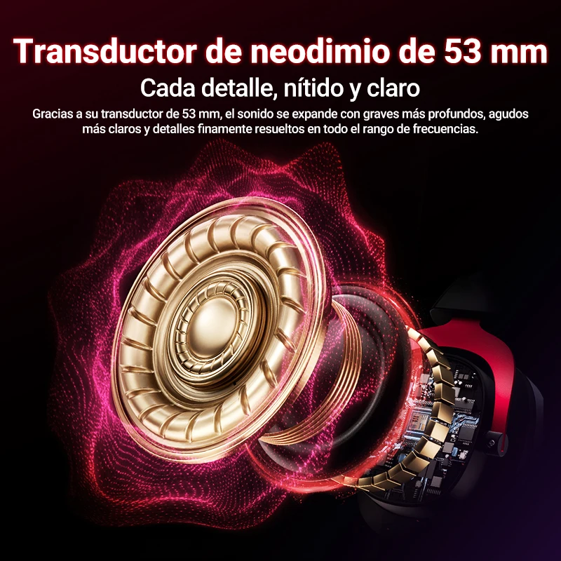 QCY Wireless Gaming Headset Heroad VT200 Audífonos Gamer con Micrófono Desmontable, Over-Ear, Conexión Tri-Mode, Sonido Surround 7.1 para PC/PS4/PS5