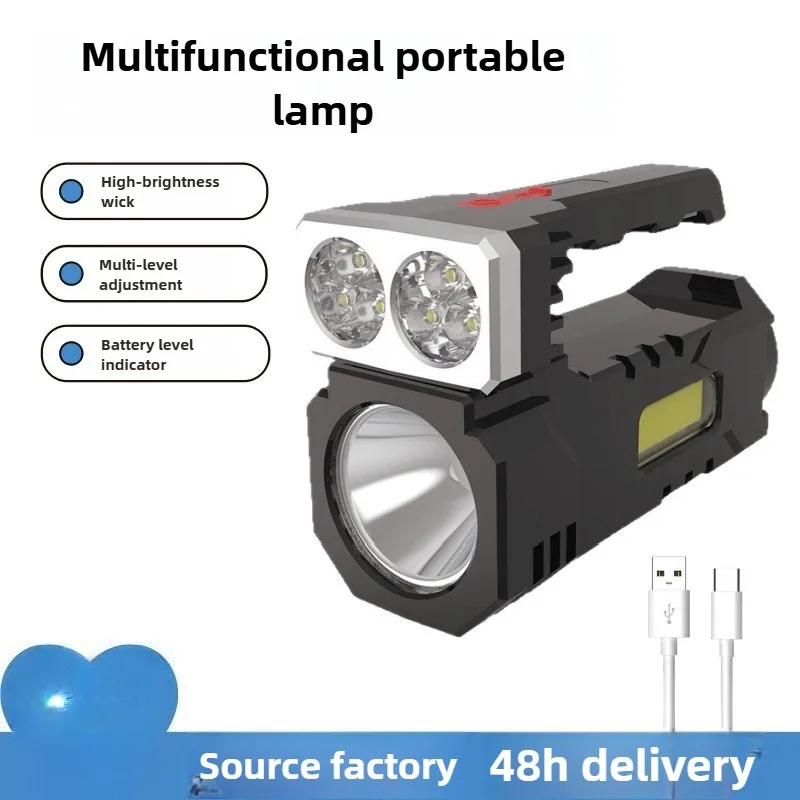 Ultra-Bright Outdoor Camping & Hiking Flashlight: USB Rechargeable, Long-Lasting, COB Soft Side Light, Handheld Searchlight
