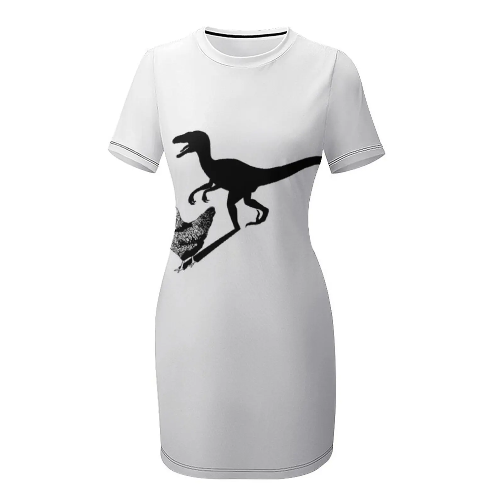 치킨 벨로시랩터 반팔 드레스 드레스 여성을위한 우아한 가운 생일 드레스 댄스 파티 드레스 2025