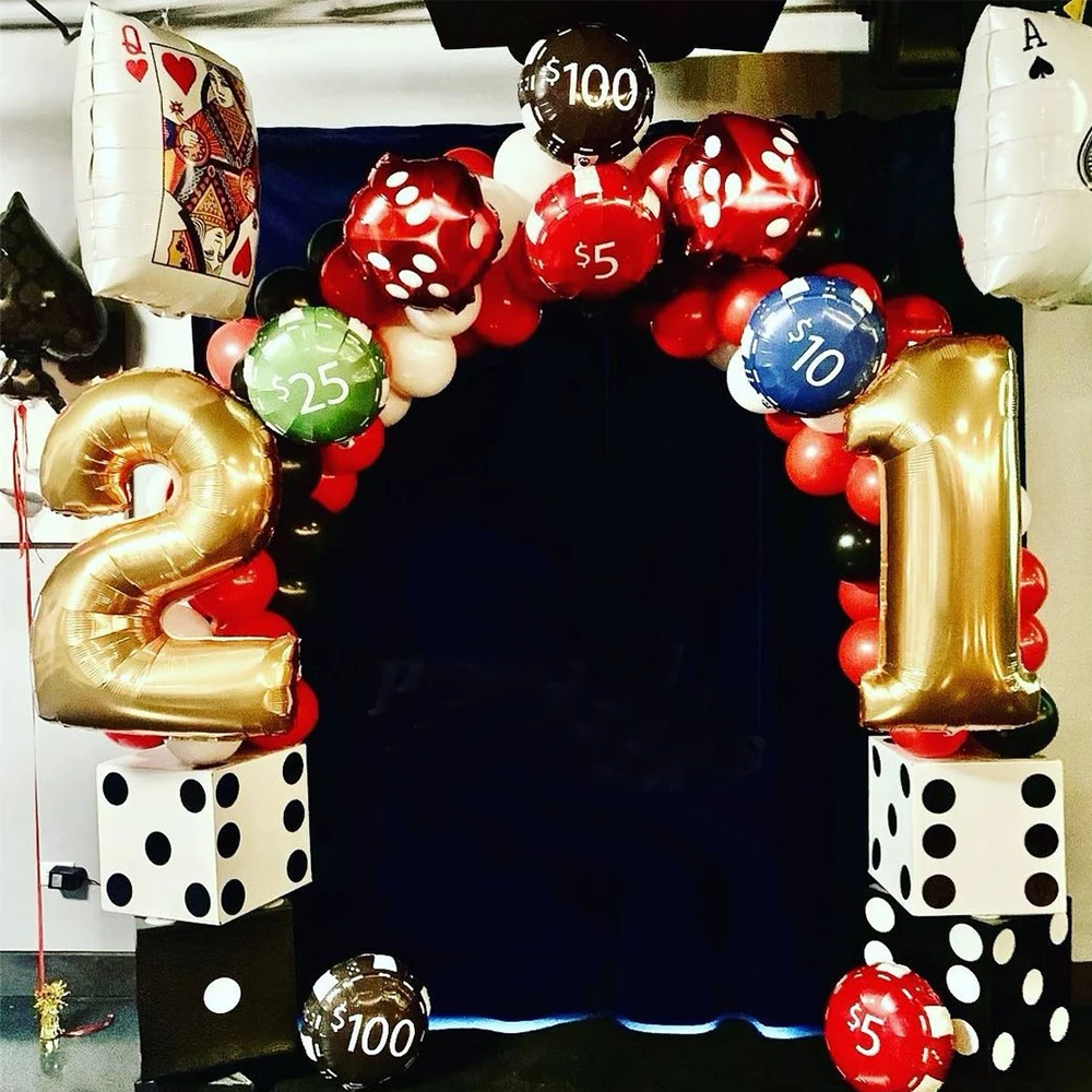 2/10/20/40pcs 18cm Cube Foil Balloons Dice Foil Ballon Casino Theme Party Adult Birthday Decor Las Vegas Party Poker Theme Party