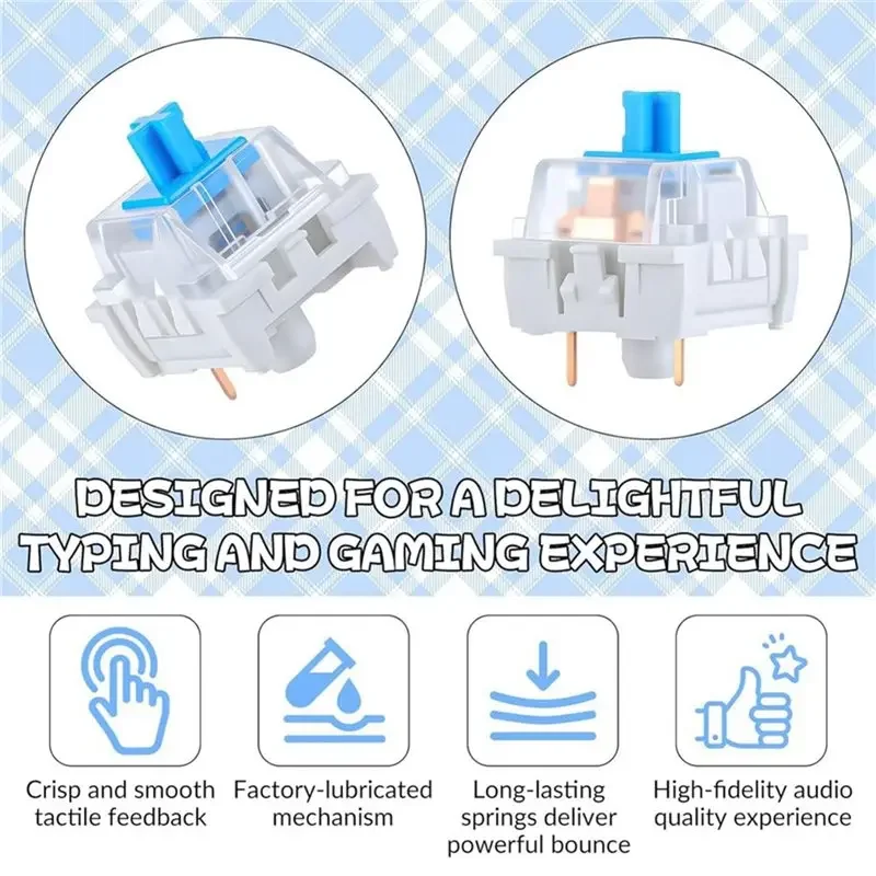 Premium-100 PCS Mechanical Keyboard Switches Keyboard Clicker 3 Pin Blue Switch Replacement Keyboards Keys