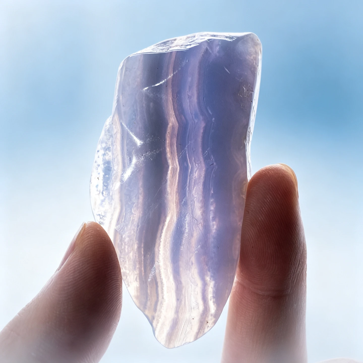 1PC Rare Natural Blue Lace Agate Freeform | Hand-Polished Agate Display Piece | Soft Blue Bands and Unique Natural Patterns