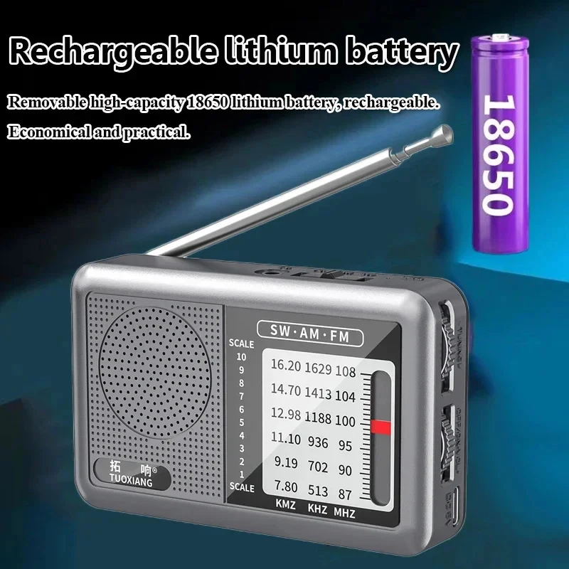 Mini Radio portátil de banda completa para personas mayores, Radio estéreo recargable, la mejor recepción, operación Simple, correr, ejercicio matutino en casa
