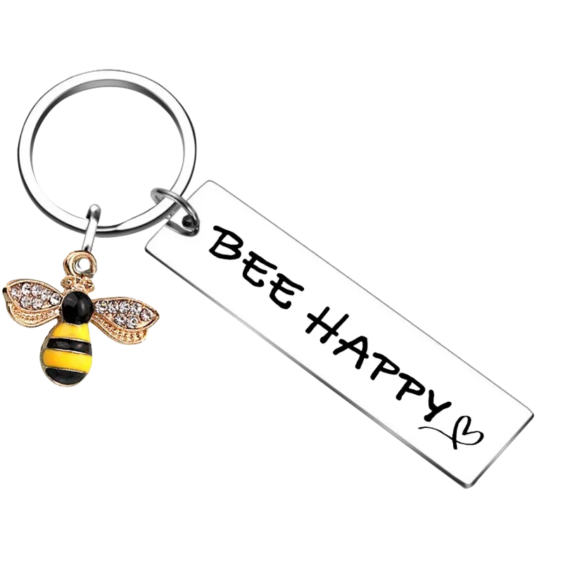 Funny BFF Friend Gifts Keychain Pendant Bee Happy Key Chains Bestie Sister Friendship Gifts