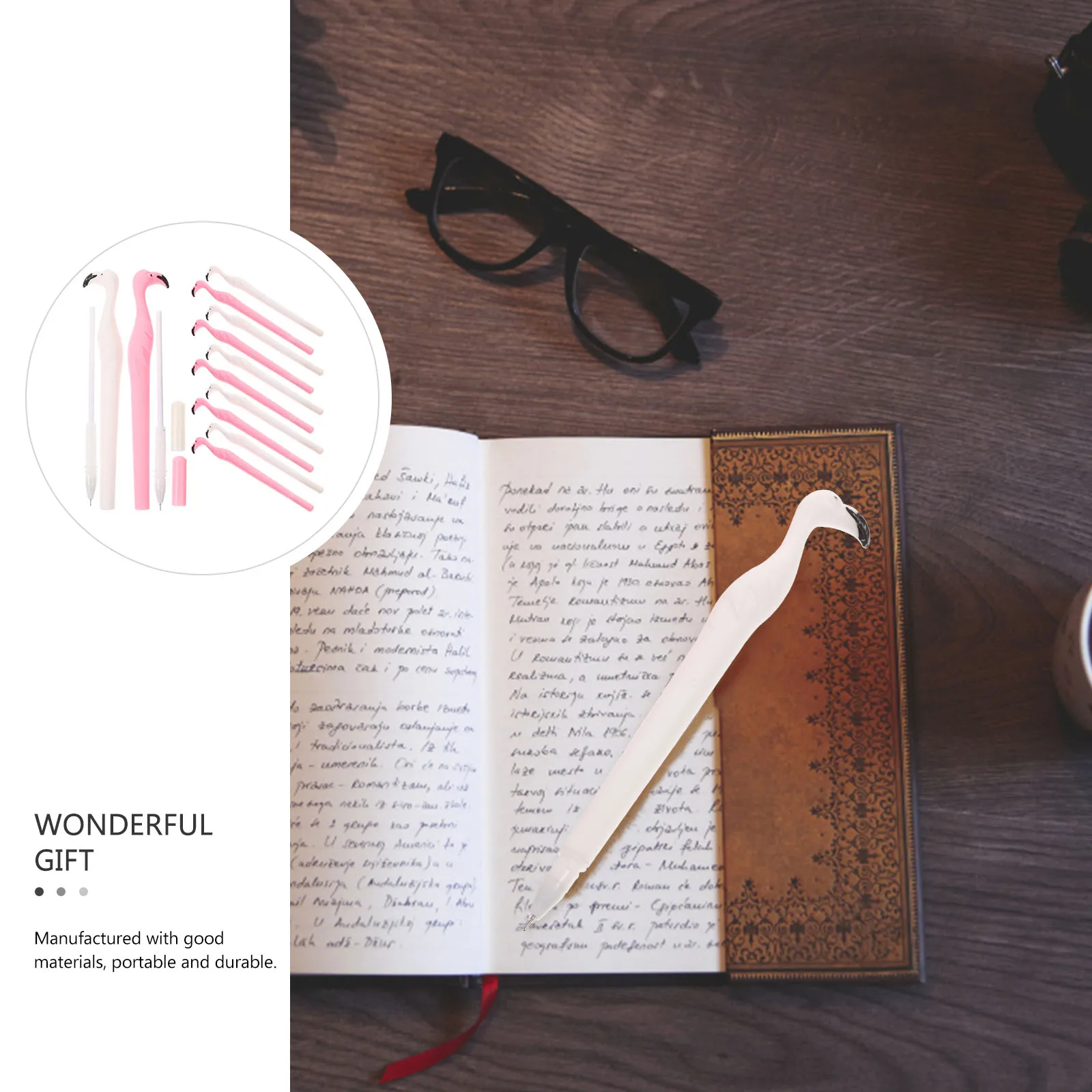 

12 Pcs Flamingo Gel Pens Kids Gift Plastic Fine Tip Stationery Cartoon Pens School Office Home Use Writing Drawing Tools