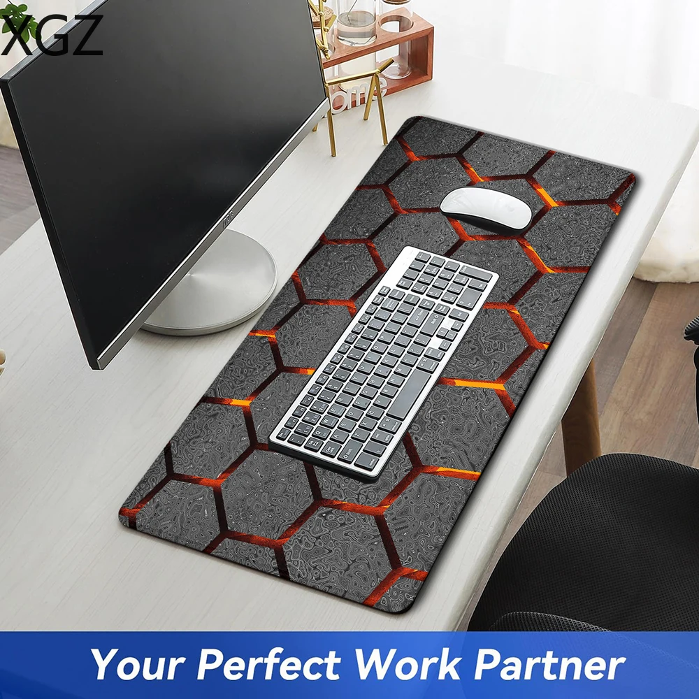 New 3D hexagonal geometric gaming mouse pad large computer keyboard desk pad 900x400mm fine seams suitable for home office