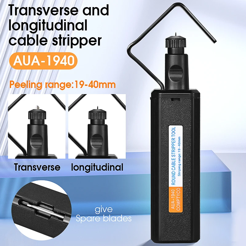 AUA-1940 19-40mm/4.5-29mm Round Cable Stripper Tool Cable Jacket Slitter Longitudinal transverse Dual Use