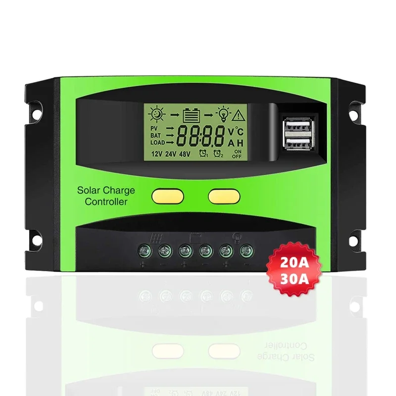 Upgraded Quality 20A 30A 12/24v Auto Solar Panel Regulator With Dual USB Port PWM Solar Charge Controller