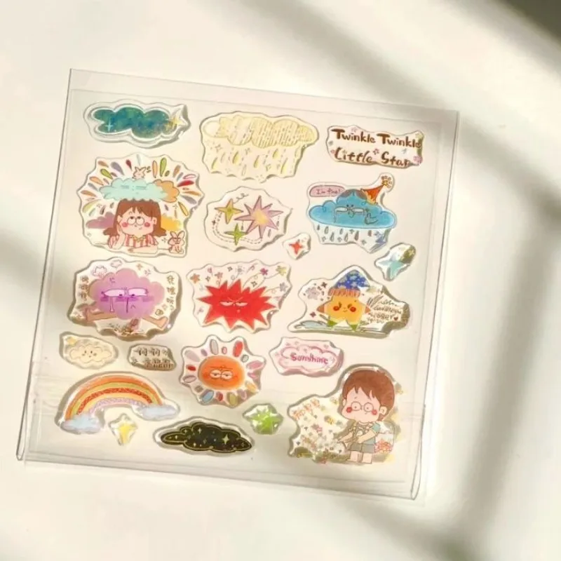 Cute Weather & Mood Theme 3D Jelly Stickers, Waterproof Self-adhesive DIY Decals for Phone Case Laptop Tablet