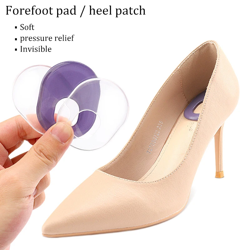 4pcs Silicone Gel Insoles Heel Spurs Pain Relief Foot Soft Cushion Foot Massager Care Heel Cups Forefoot Pads Shoes Care Inserts