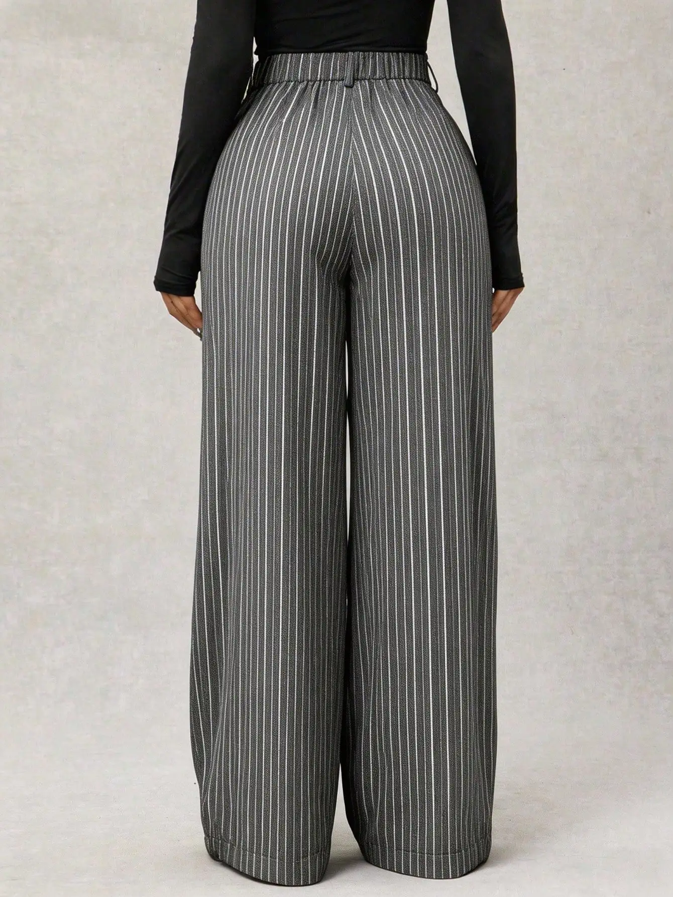 

Широкие брюки с высокой талией в полоску и плиссировкой для женщин, деловой повседневный стиль