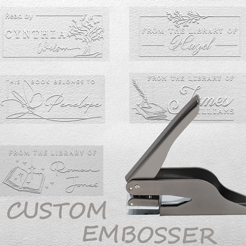 Personalisiertes Logo, individueller Embosser, personalisierter geprägter Stempel mit eigenem Design, Namen, Hochzeit, Bibliothek, Buch, private Siegel, DIY-Geschenk