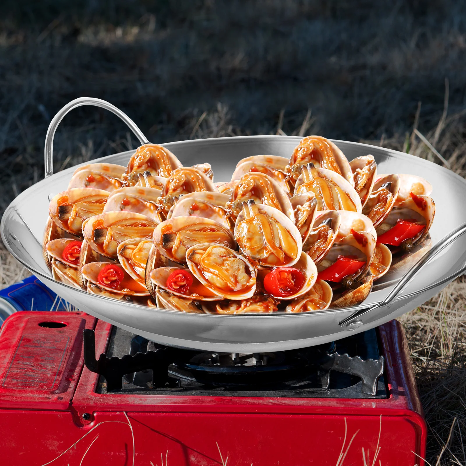 

Double Handle Wok Metal Cooking Pot Non-Stick Fry Pan For Home Restaurant Kitchen Use Pan Metal Stock Pot