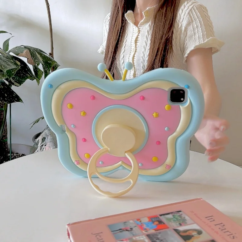 New Cartoon Butterfly Case For iPad 7 8 9 10.2 10th 11th 12th Generation 10.9 Air Pro 9.7 11 A16 Mini 6 7 Kids Kickstand Cover