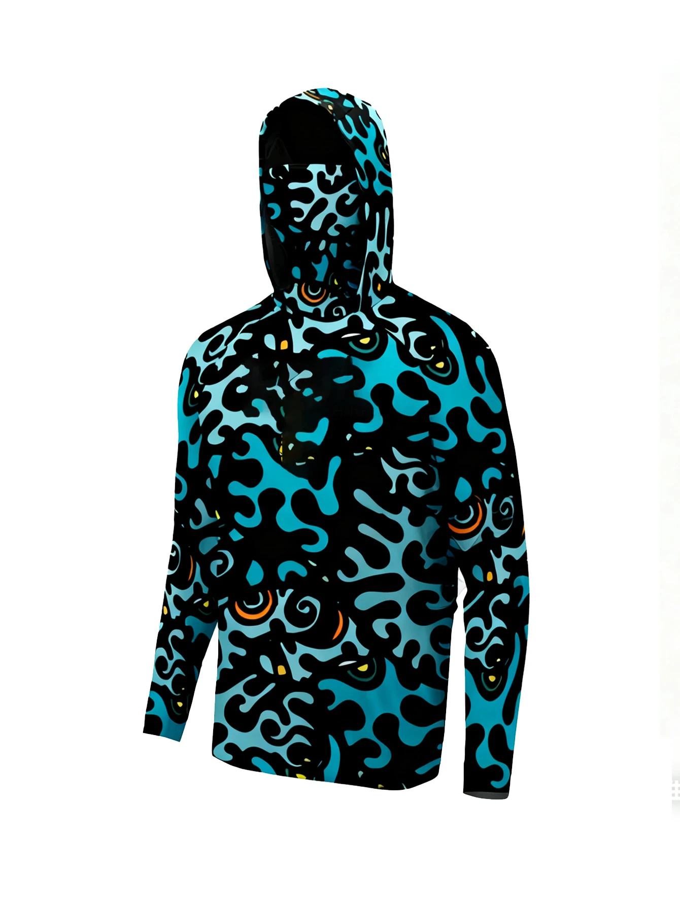 Angeln Shirt UPF 50+ Mit Kapuze Angeln Kleidung Männer Gesicht Abdeckung Hoodie Sonnenschutz Maske Jersey Atmungsaktiv