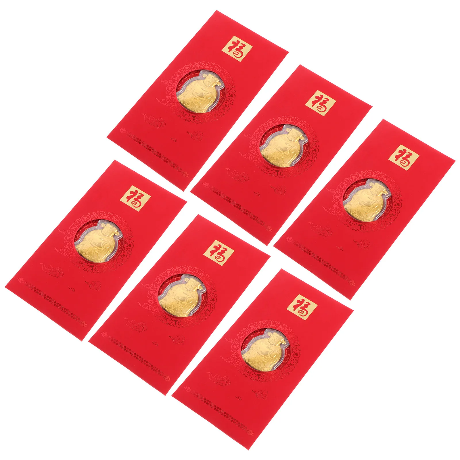 

6Pcs Cai Shen Red Packets Creative Chinese New Year Money Pouch Exquisite Red Envelopes for New Year Luck Blessing Gift