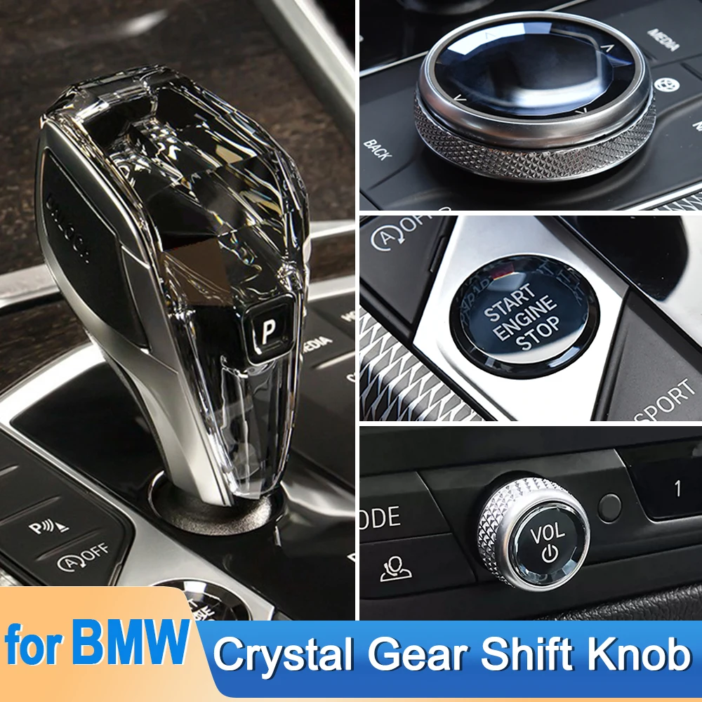 Crystal Gear Shift Lever Handle For BMW G26 X5 G05 X6 G06 G29 Gear Shift Knob G22 G14  X3 G01 G28 G20 Crystal Gearbox 4 Piece Se