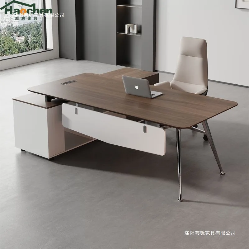 Desk 2025 New Light Luxury Office Furniture Full Set Boss Table Simple Modern Simple Desk With Side Cabinet