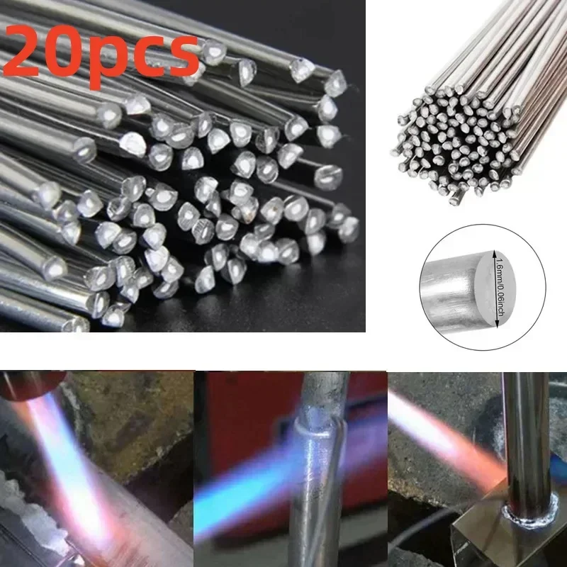 20/10pcs Low Temperature Easy Melt Aluminum Silver Welding Rod Cored Wire 1.6mm/2.0mm Rod Solder No Need Solder Powder Weld Bar