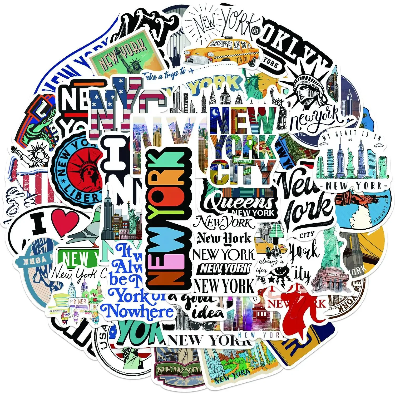 10/50pcs Cute New York City Landscape Stickers Aesthetic Decals DIY Travel Luggage BIke Phone Skateboard Car Waterproof Sticker