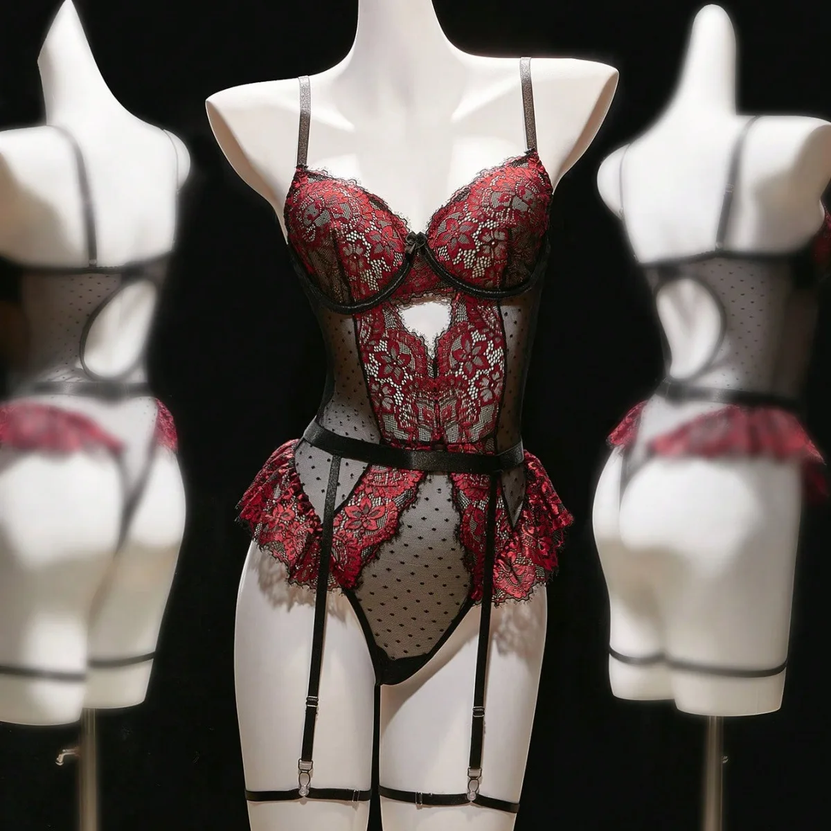 Women Lingerie Set Sexy Garter Belt Bra Underwear Lace Push Up Teddy Babydoll Bodysuit Hot Outfits Nightwear Valentine Pajamas