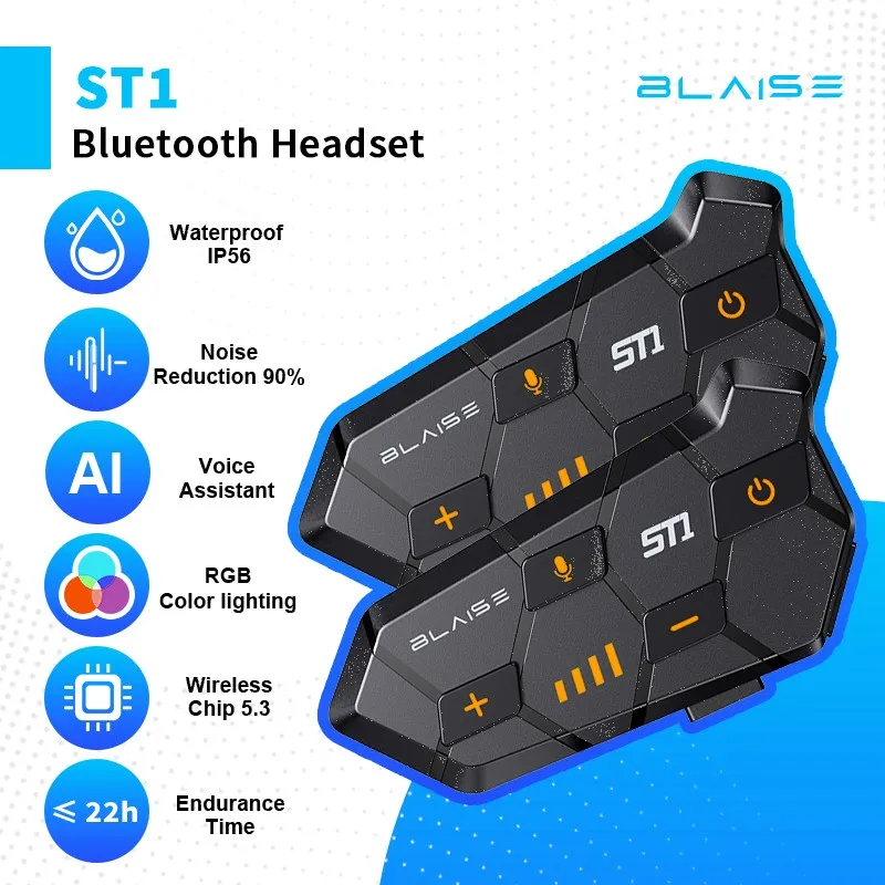 

Bluetooth 5.3 гарнитура для шлема, беспроводной комплект громкой связи, телефонный комплект, мотоциклетные водонепроницаемые наушники, MP3 музыкальный плеер, динамик для Moto