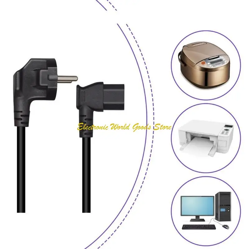 

A3PD Right Angled EU 4.8mm to IEC320 C13 German Standard Power Extension Cable, 1M/3.28FT PVC Cord