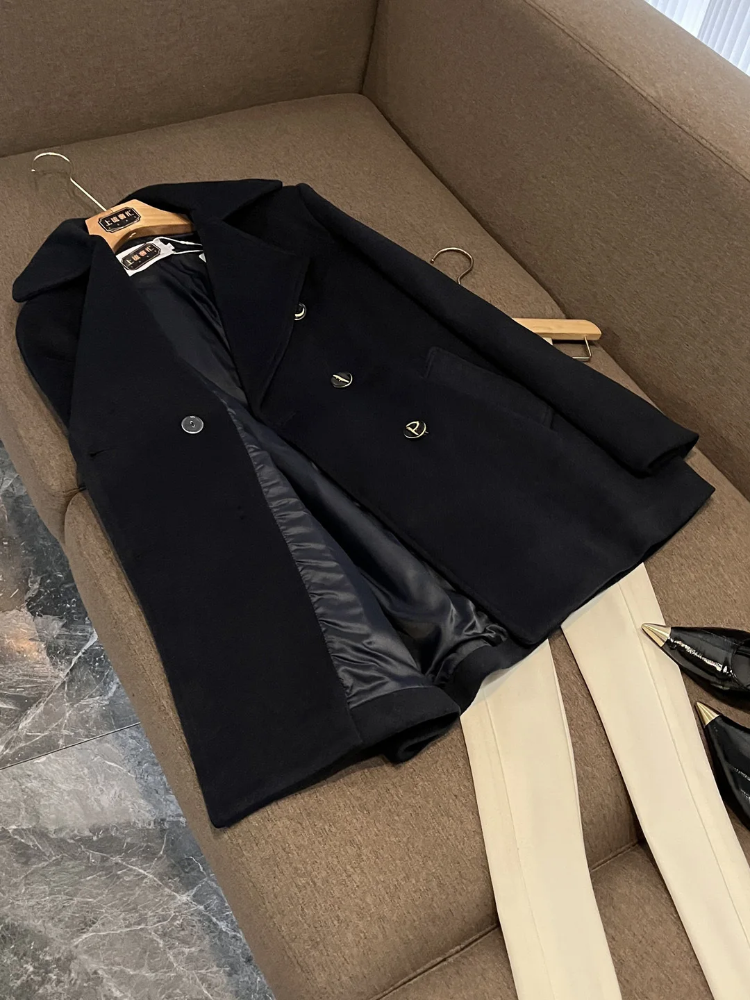 Ele Woolen Suit Coat Women's Loose Straight Cut Windbreaker Versatile Autumn Winter New Sle Faionable Busin Lady