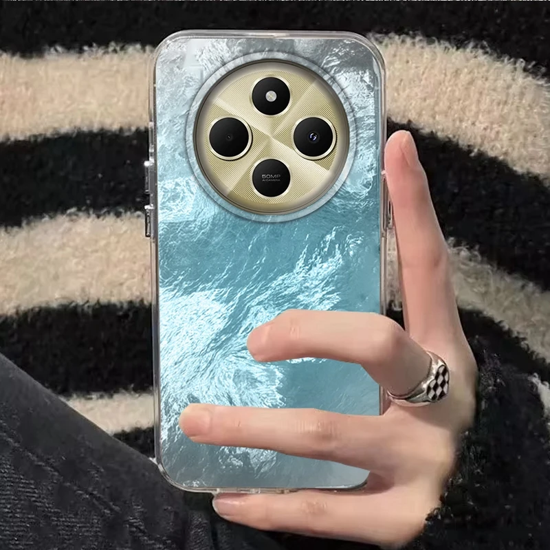 그라데이션 빙하 질감 소녀 여성용 샤오미 포코 X3 X5 M6 X6 X3 NFC M5s M6 Pro C61 충격 방지 폰 케이스