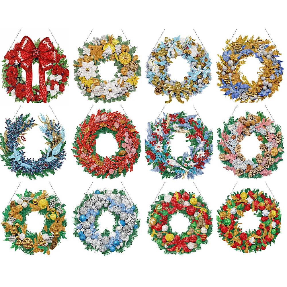 Special Shaped Xmas Spot Drill Garland Diamond Art Painting Garland Kit Diamond Painting Hanging Wreath DIY Full Drill Garland