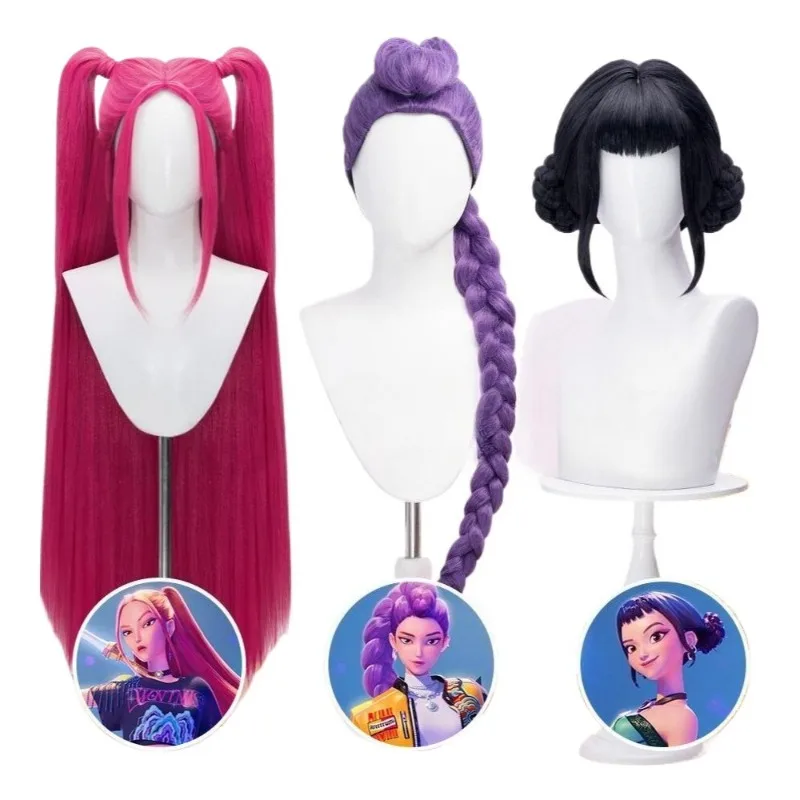 

Kpop Косплей Парик Мира Руми Зои Охотники на демонов Длинные термостойкие синтетические парики Фиолетовый Черный Красный Волосы Карнавальный костюм Реквизит