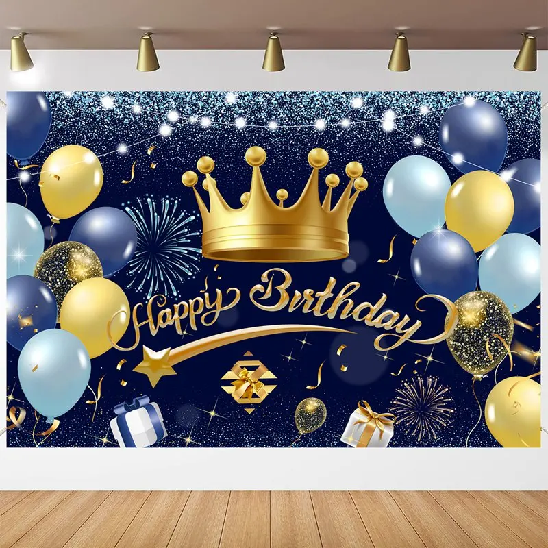 Happy Birthday Door Decor Blue Gold 30 40 50 Happy Birthday Banner Decor for Home Hanging Happy Birthday For Adults Favors Decor