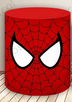 Marvel Spiderman Round Backdrop Spider Web Spider Backdrop Boy Birthday Spider Man Cylinder Cover Decorations Photo Booth Prop