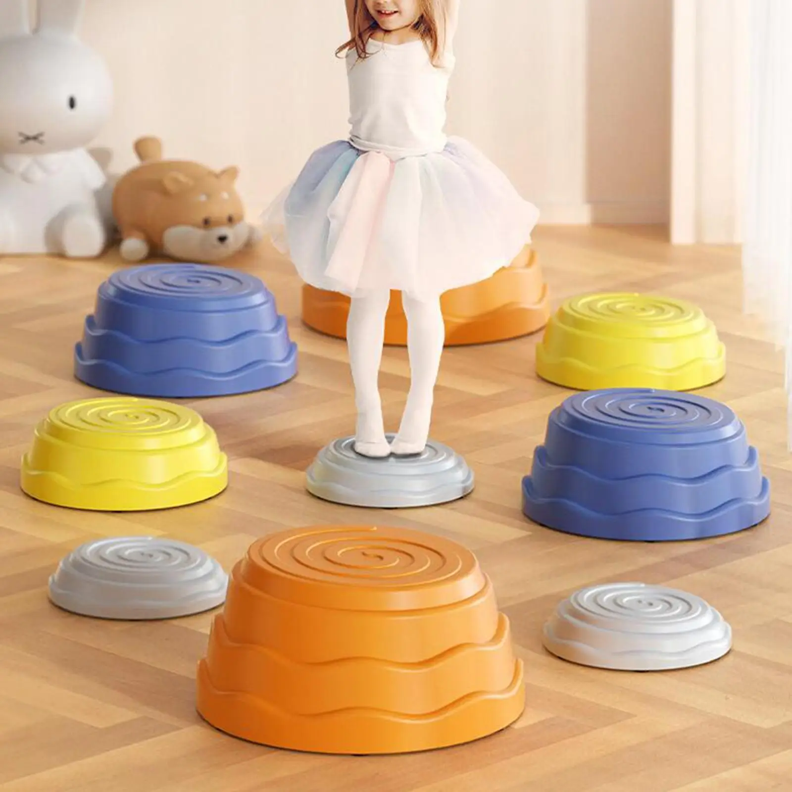 9 ชิ้น Stepping Stones สําหรับเด็ก Sensory ของเล่น Gross Motor BALANCE BLOCK