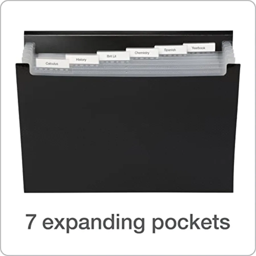 ملف توسيع بلاستيك أكسفورد 7 منظم ملفات الجيب مع سلك رفرف لمجلد الأكورديون الورقي بحجم الرسالة مع علامات تبويب متينة B