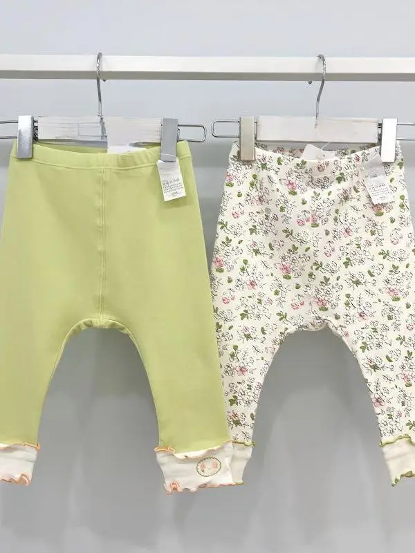 

Брюки с цветочным принтом, облегающие, повседневные, для девочек, весенне-осенние, новые, базовый слой
