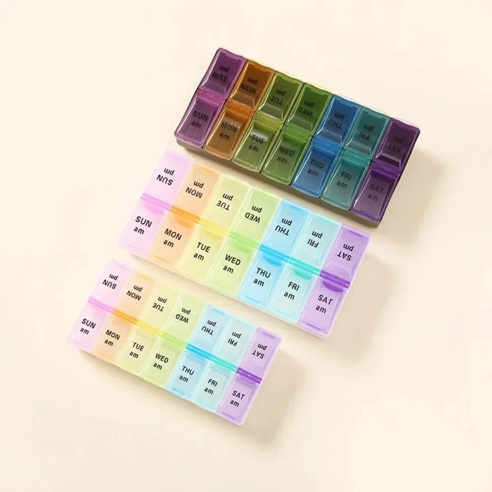 New Hot Premuim Weekly Large Pill Cases Organizer 2 Times A Day Box 14 Grids Storage To Hold Big Vitamin Supplements Fish Oils