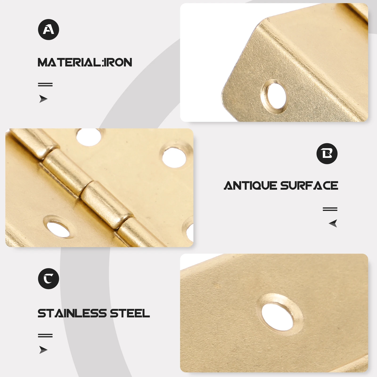 

10pcs Three-Folding Vintage Cabinet Hinge For Furniture Wooden Box Metal Hinges Iron Hardware Cupboard Door Hinges