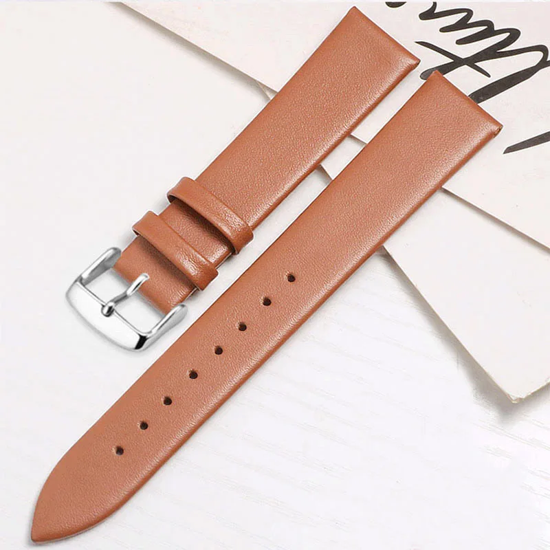 Kalbsleder-Uhrenarmband, 12 mm, 14 mm, 16 mm, 18 mm, 20 mm, 22 mm, Leder-Uhrenarmband mit silberner Dornschließe – Detail 10
