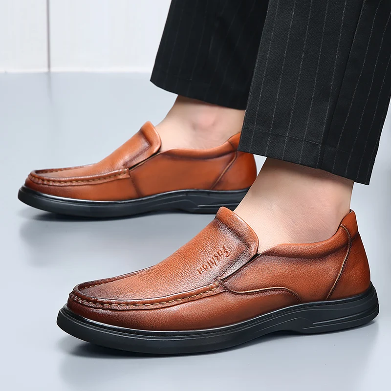 DIMANYU Genuine Leather 2026 New Casual Non-Slip Dad Large Size Middle-Aged Elderly Flat Men's Shoes_vogvips.com